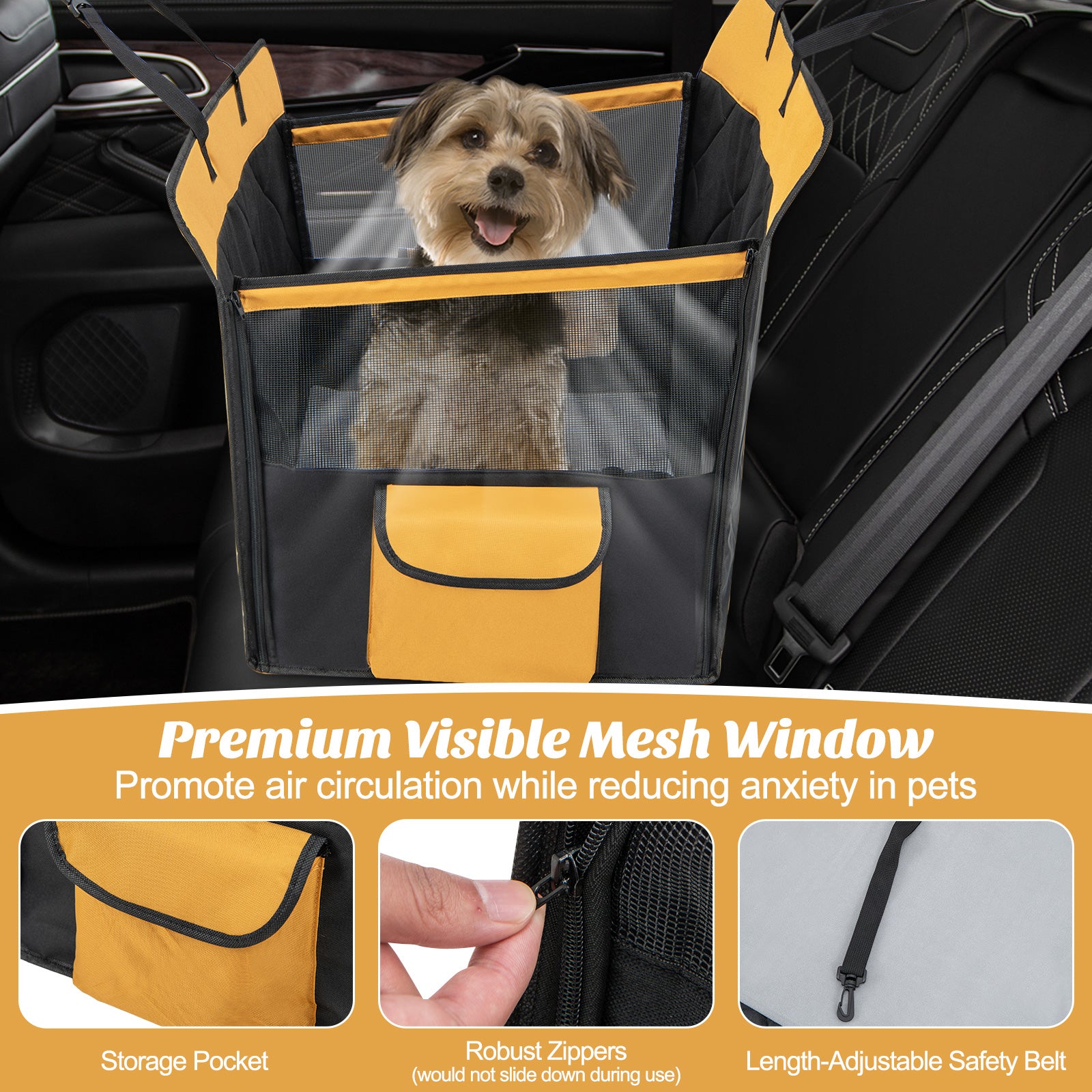 Dog Car Seat Cover with Mesh Window for Small and Medium Dogs Pet Supplies - view 6