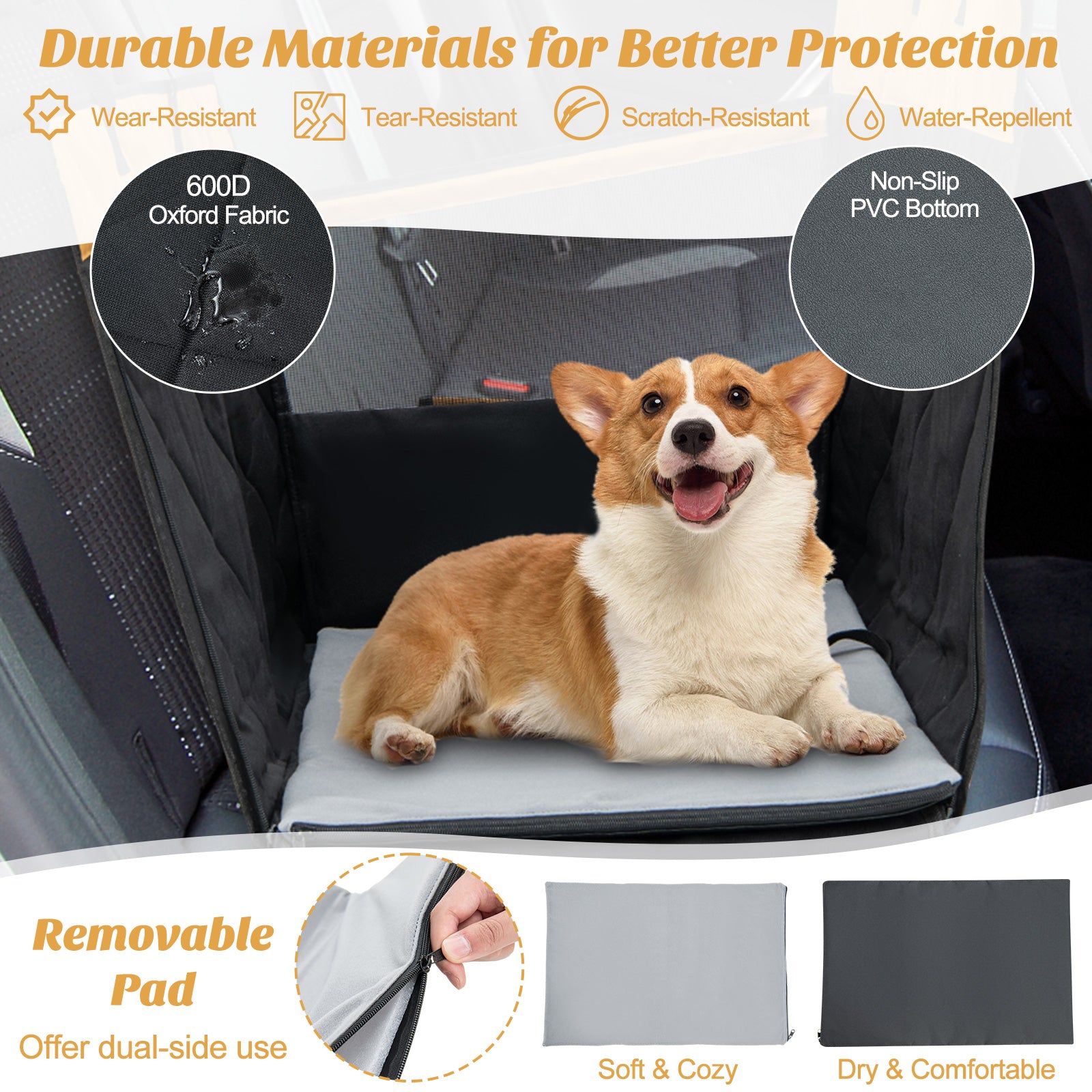 Dog Car Seat Cover with Mesh Window for Small and Medium Dogs Pet Supplies - view 8