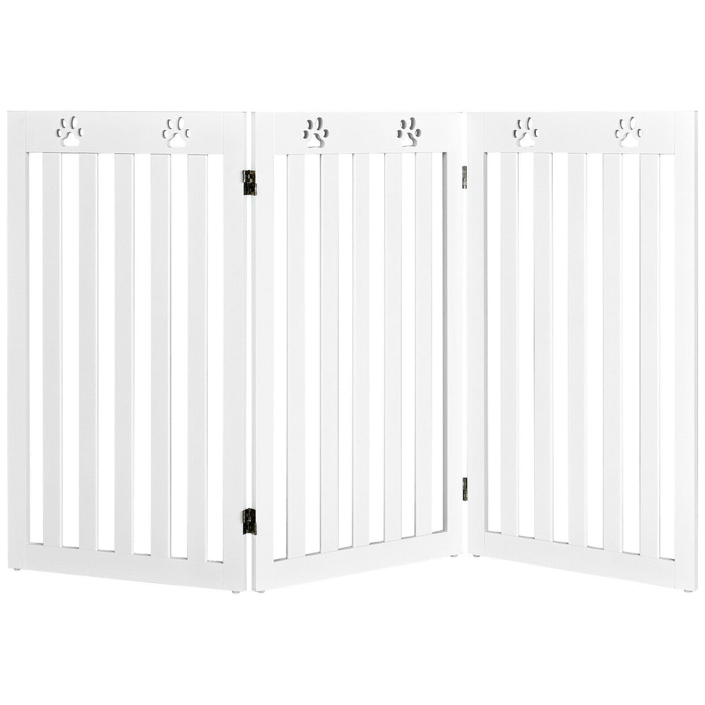 36 Inch Folding Wooden Freestanding Pet Gate Dog Gate with 360 deg Flexible