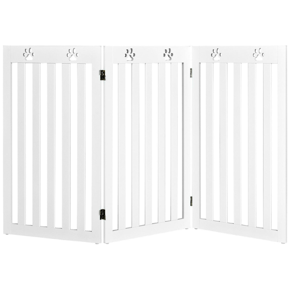36 Inch Folding Wooden Freestanding Pet Gate Dog Gate with 360 deg Flexible