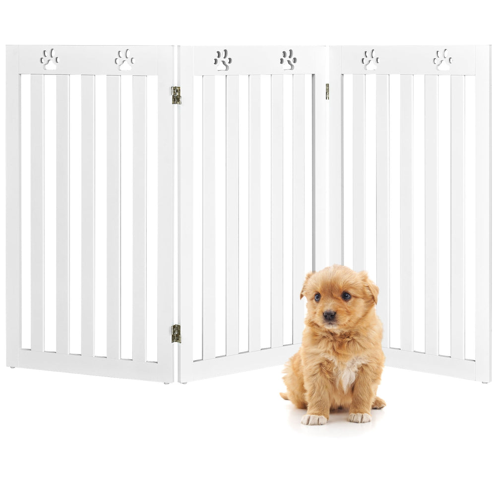 36 Inch Folding Wooden Freestanding Pet Gate Dog Gate with 360 deg Flexible - view 4