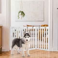 36 Inch Folding Wooden Freestanding Pet Gate Dog Gate with 360 deg Flexible - view 3