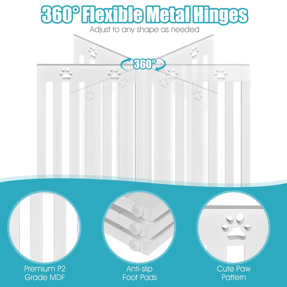 36 Inch Folding Wooden Freestanding Pet Gate Dog Gate with 360 deg Flexible - view 8