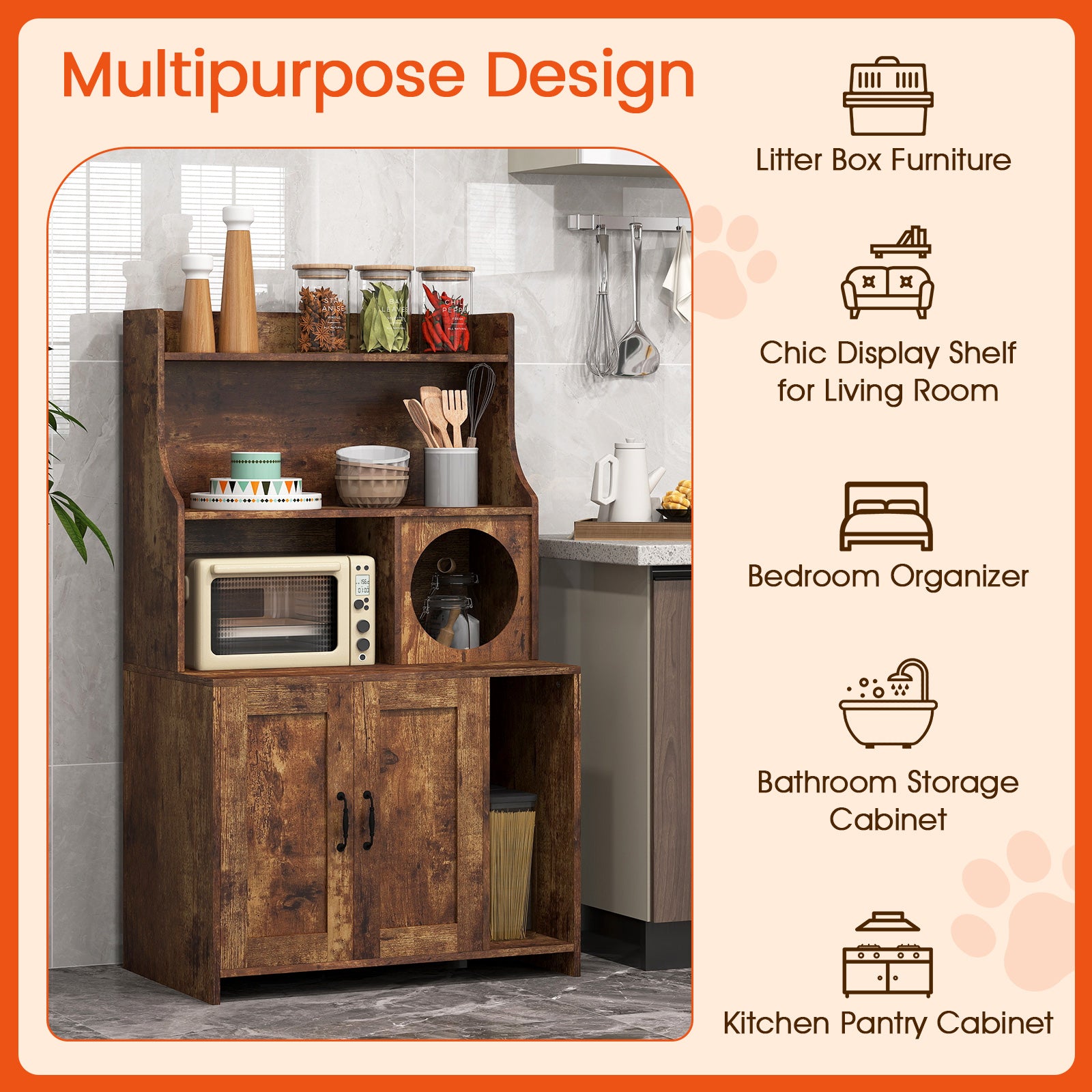 Modern Wooden Industrial Cat Litter Box Enclosure with Storage Shelves Cat House - view 7