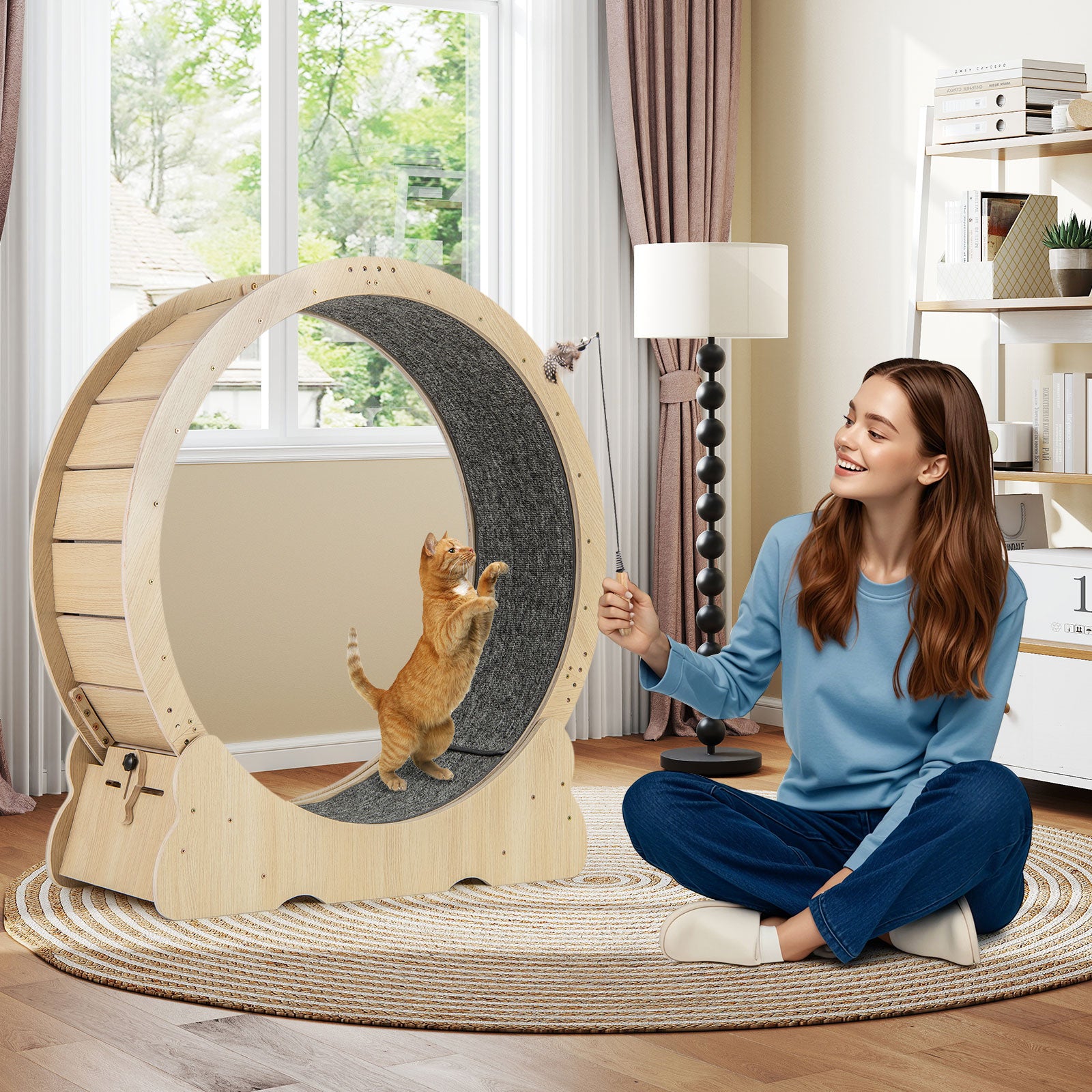 40 Inch Large Cat Exercise Wheel with Lockable Mechanism and Carpeted Runaway - view 3