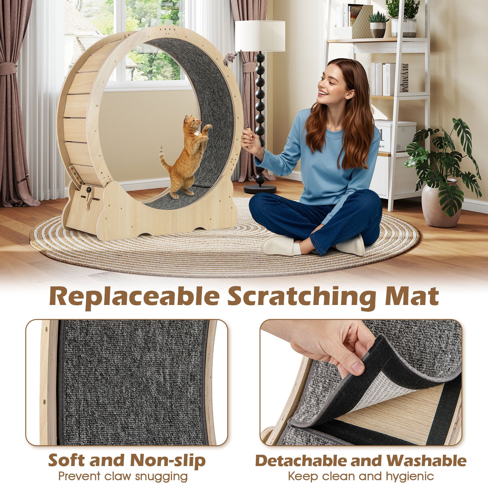 40 Inch Large Cat Exercise Wheel with Lockable Mechanism and Carpeted Runaway - view 7