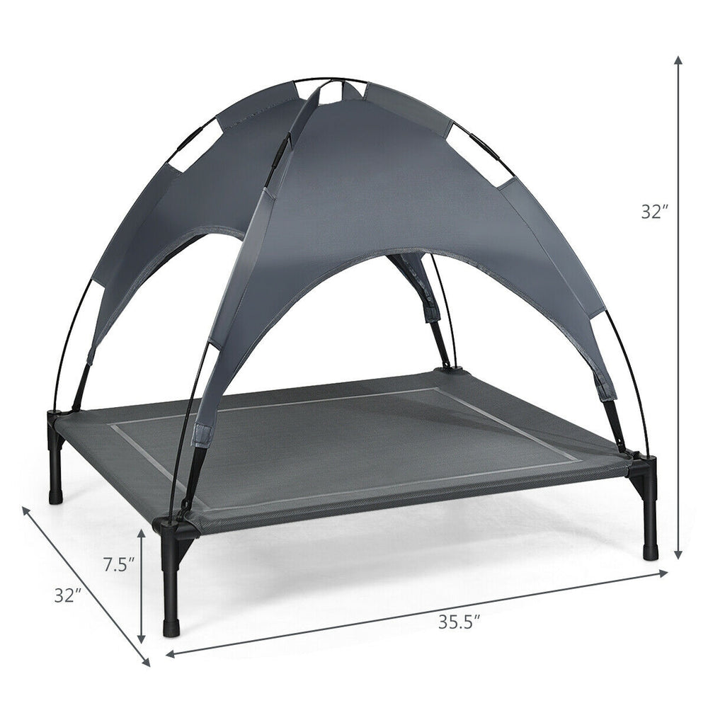 Portable Elevated Outdoor Pet Bed with Removable Canopy Shade-36 Inch - view 4