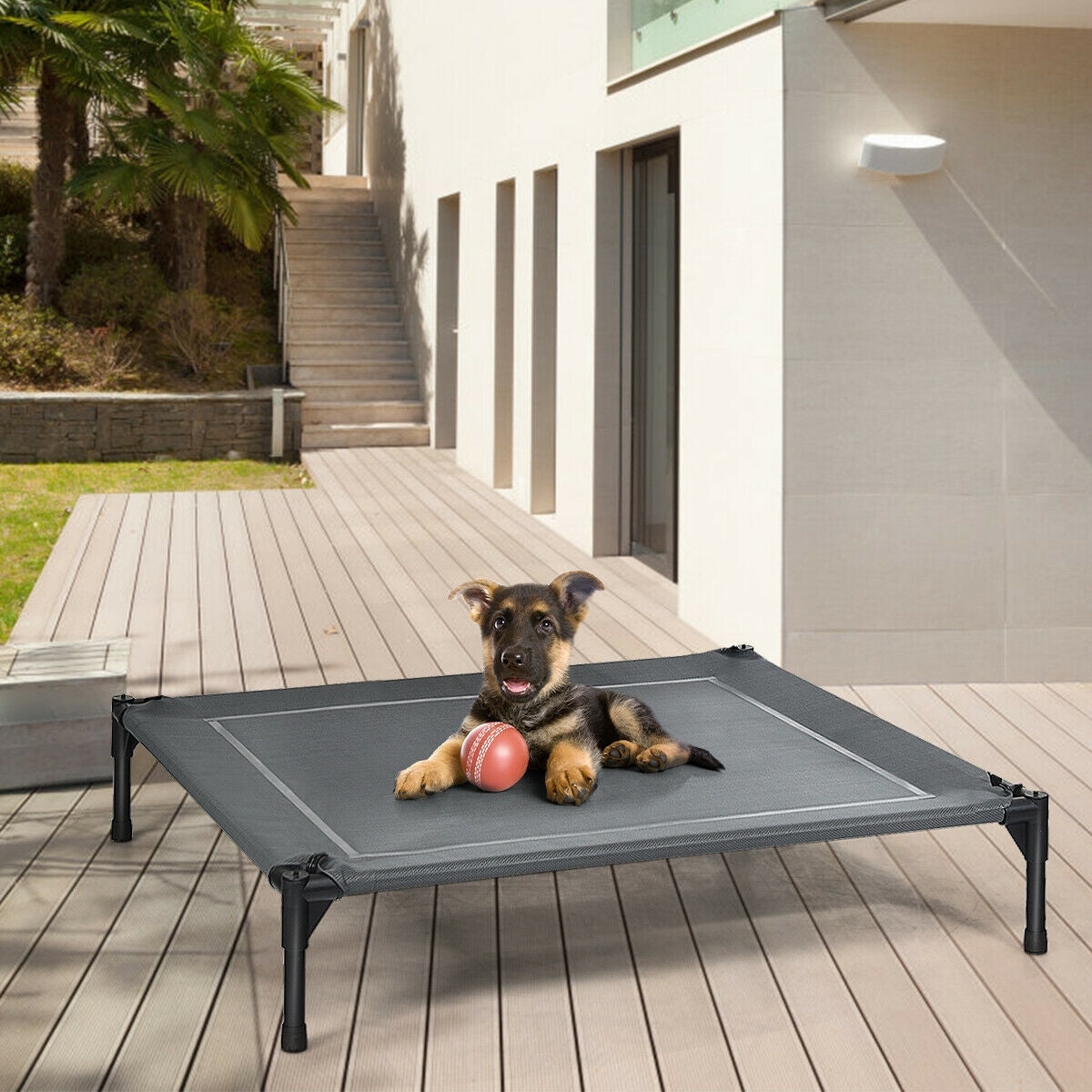 Portable Elevated Outdoor Pet Bed with Removable Canopy Shade-36 Inch - view 6