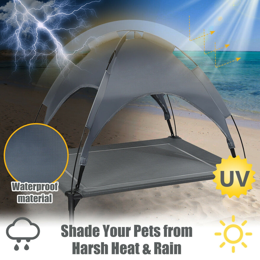 Portable Elevated Outdoor Pet Bed with Removable Canopy Shade-36 Inch - view 8