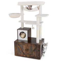 Cat Tree with Litter Box Enclosure for Indoor Cats