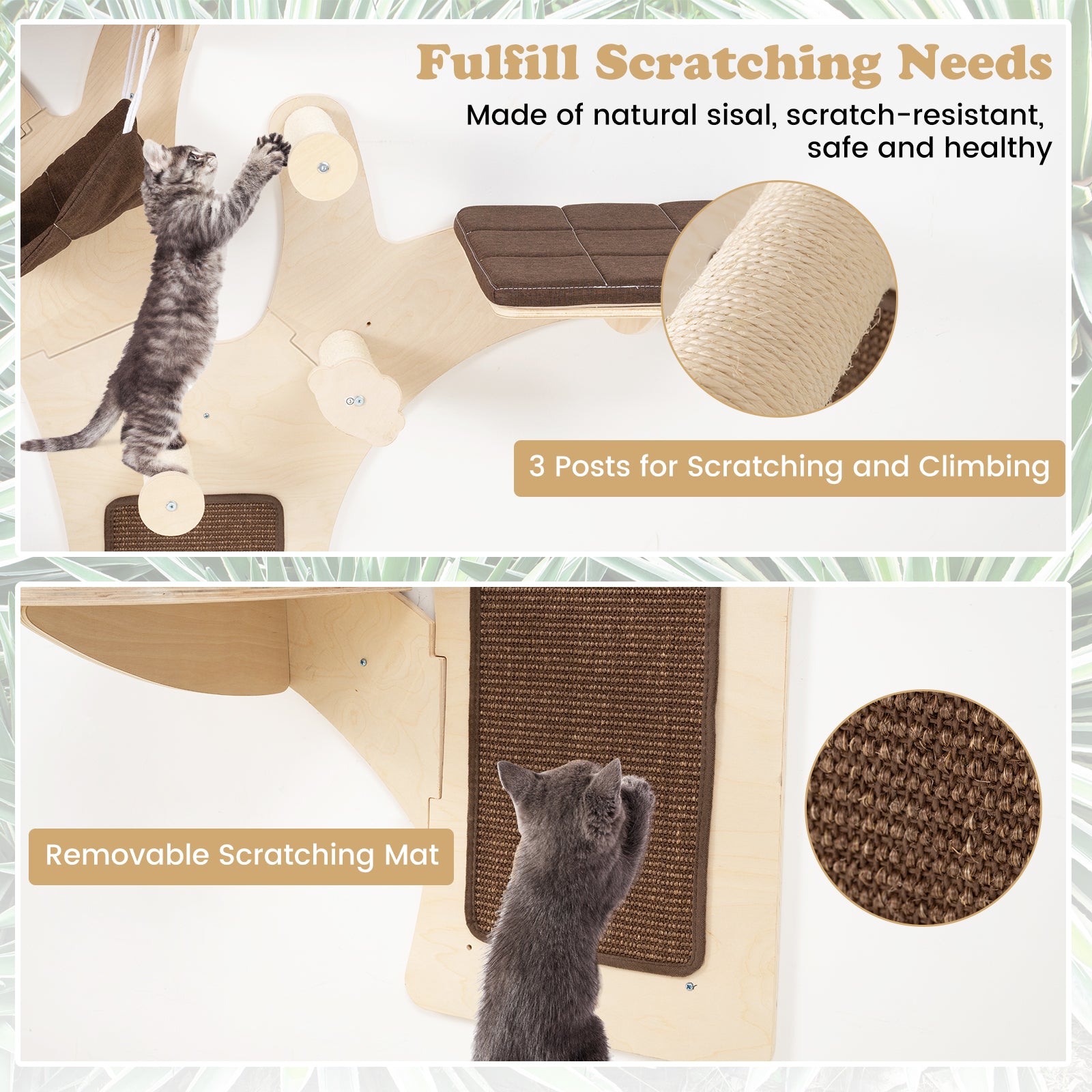 Wall-Mounted Cat Tower Cat Wall Shelves Furniture with Perch Cat Tree - view 7