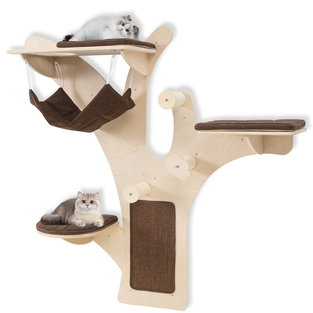 Wall-Mounted Cat Tower Cat Wall Shelves Furniture with Perch Cat Tree