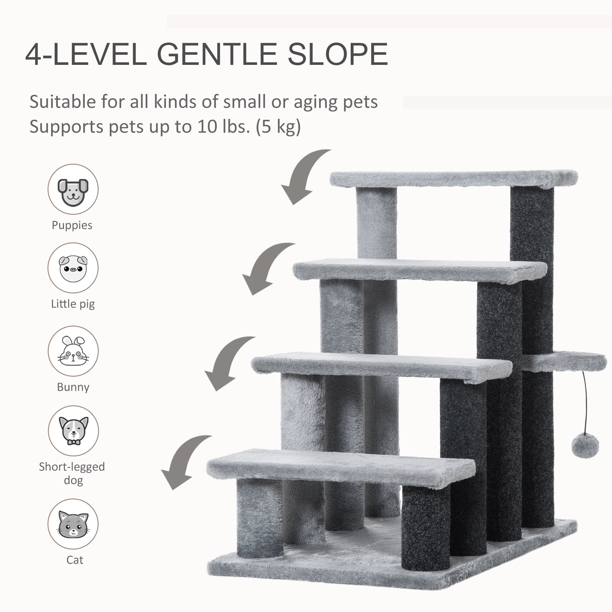 Cat Stairs for Bed, Couch 4 Steps, Small Cat Tree for Indoor Cats - view 3