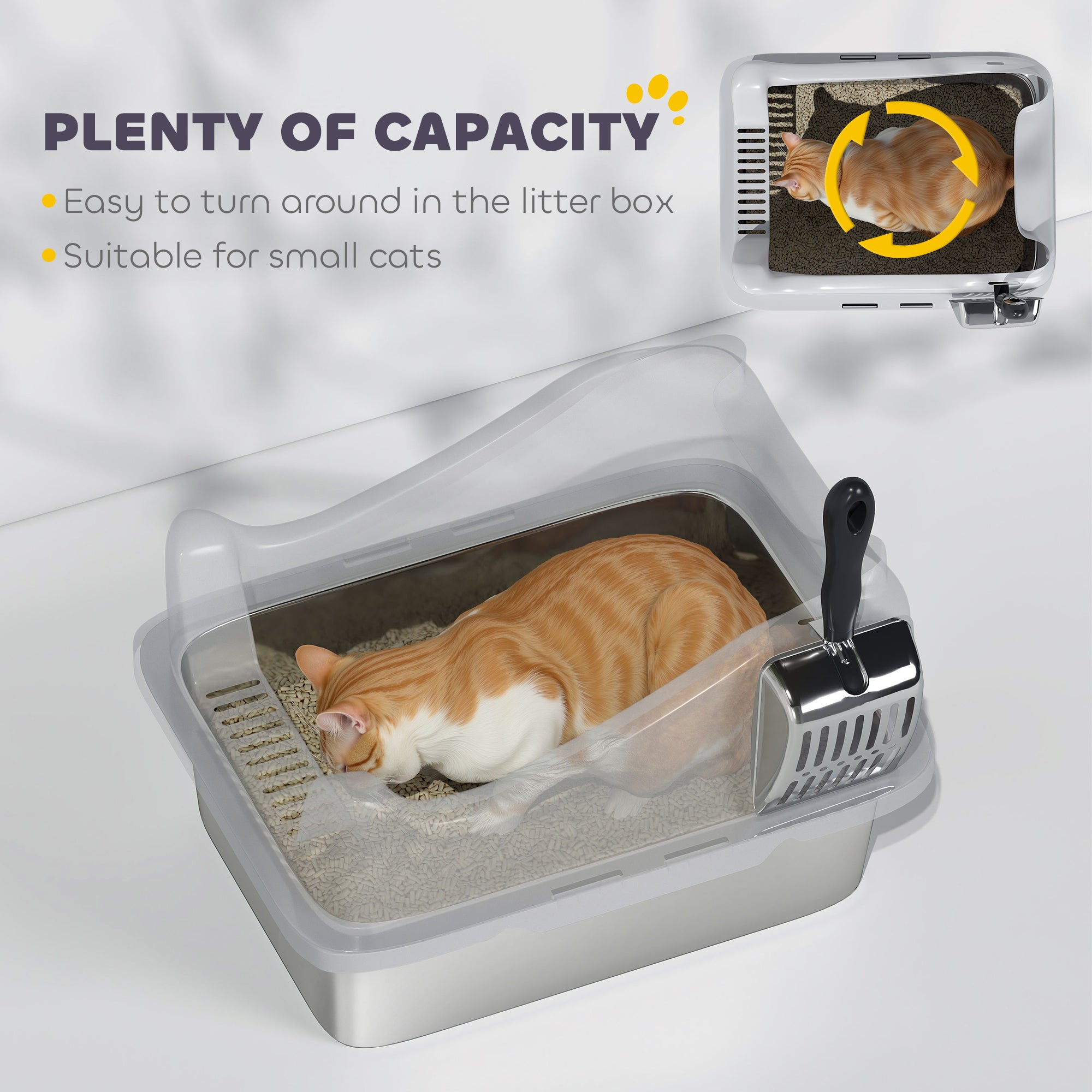 Cat Litter Box Stainless Steel with Metal Litter Scoop, Never Absorbs Odors - view 4