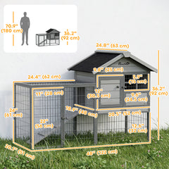 Rabbit Hutch Outdoor, 48"L Large Wooden Bunny Cage with Run - view 2