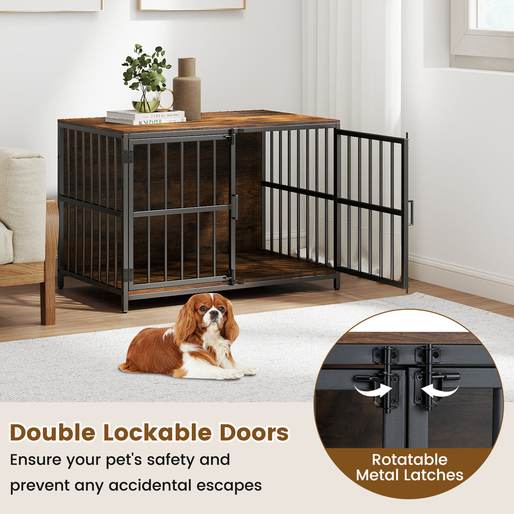 40 Inch Dog Crate Furniture Dog Kennel with Dual Lockable Double Doors - view 6