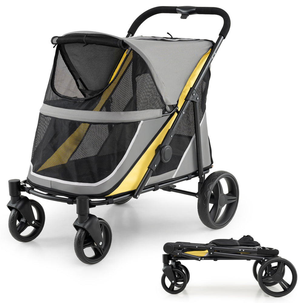 220 LBS Heavy Duty Dog Stroller for Large and Medium Dogs with One-Step Foot - view 3