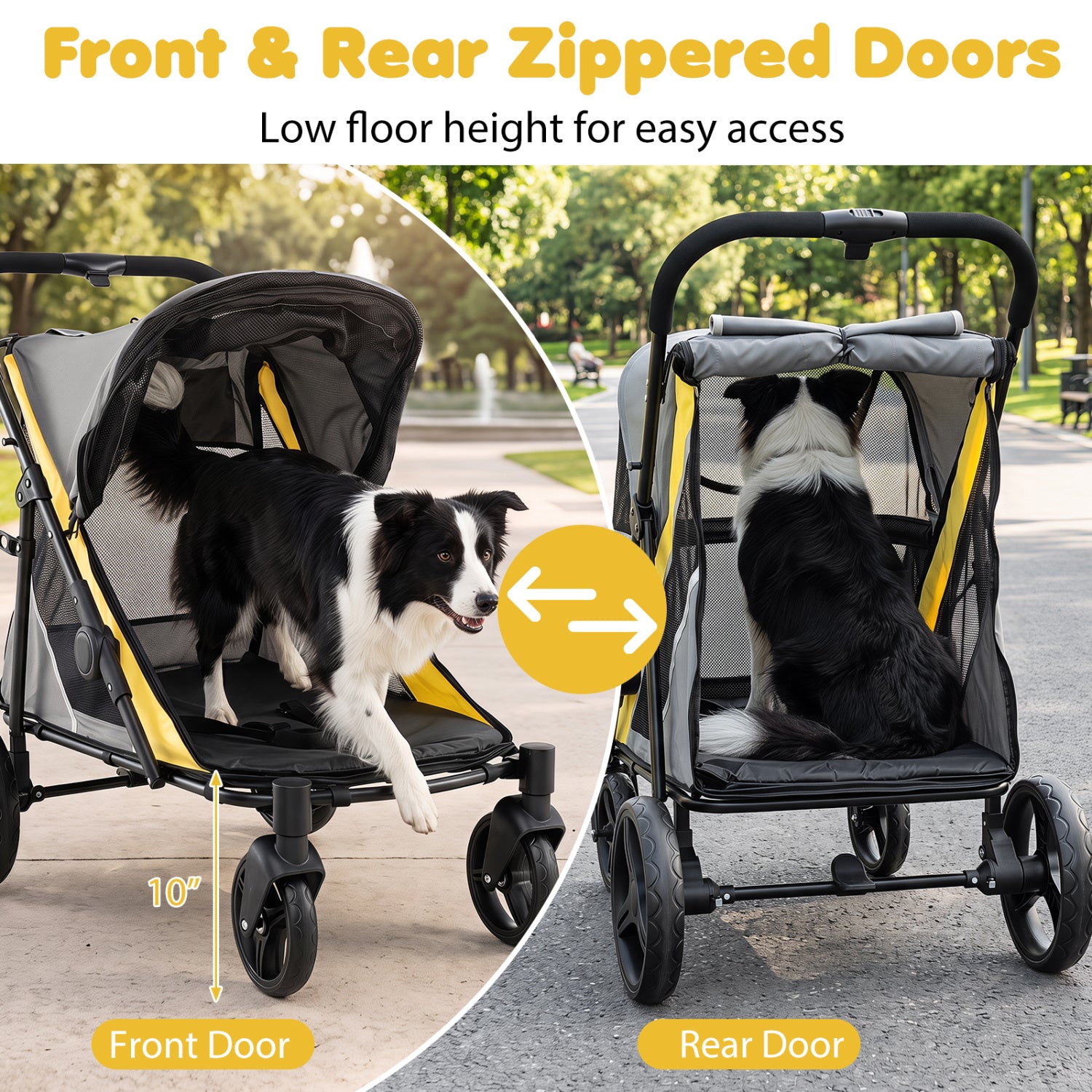 220 LBS Heavy Duty Dog Stroller for Large and Medium Dogs with One-Step Foot - view 5