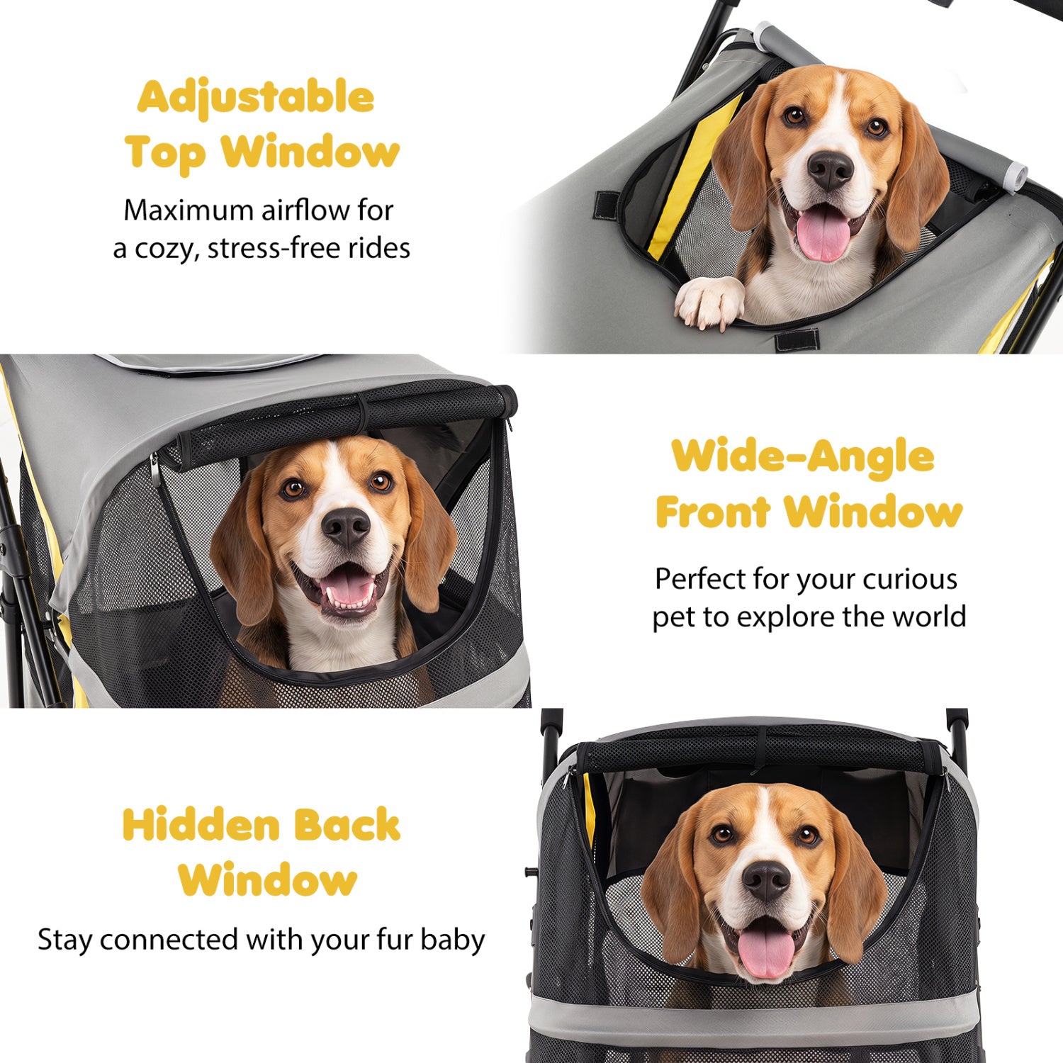220 LBS Heavy Duty Dog Stroller for Large and Medium Dogs with One-Step Foot - view 6