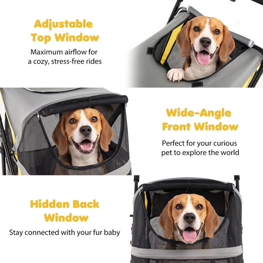 220 LBS Heavy Duty Dog Stroller for Large and Medium Dogs with One-Step Foot - view 6