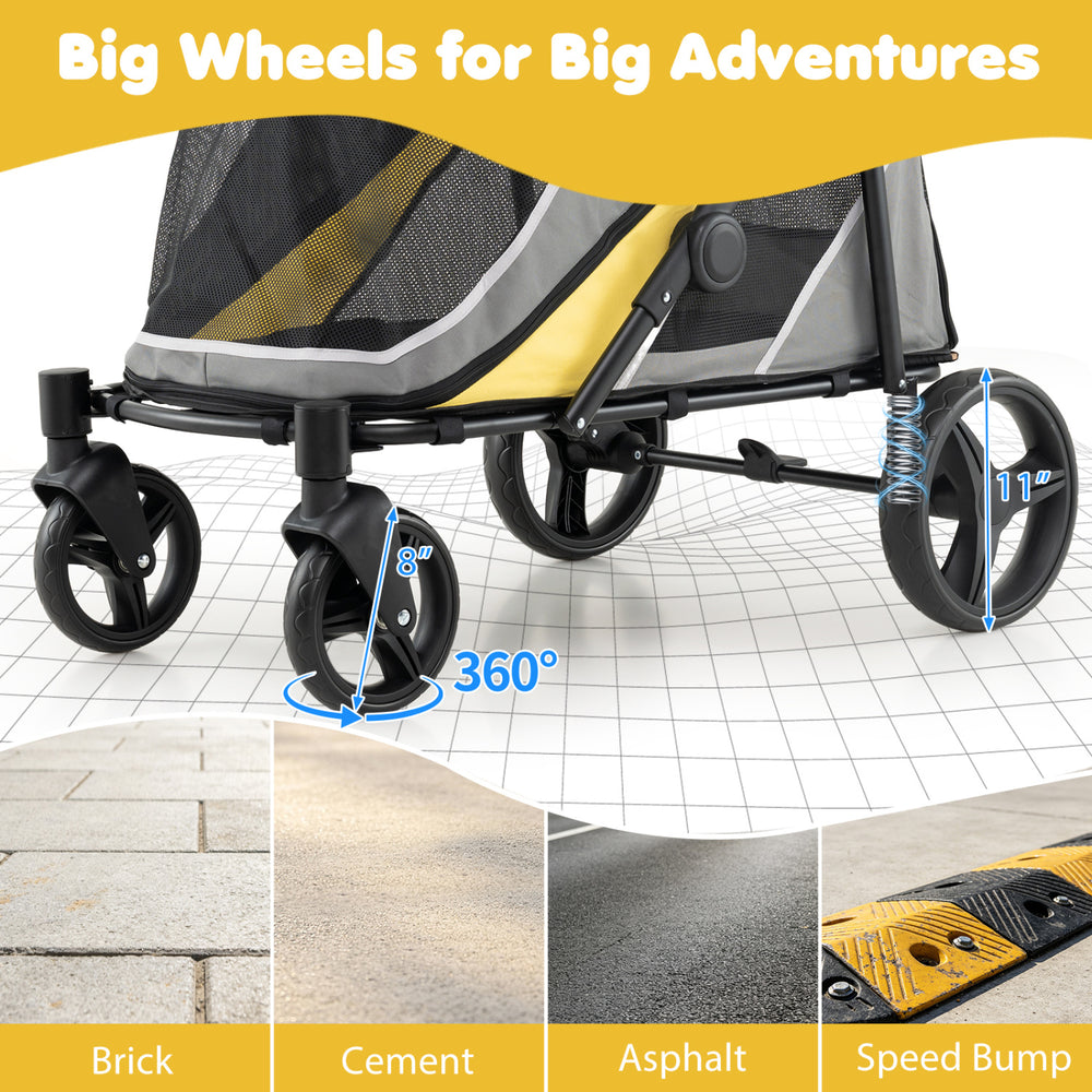 220 LBS Heavy Duty Dog Stroller for Large and Medium Dogs with One-Step Foot - view 7