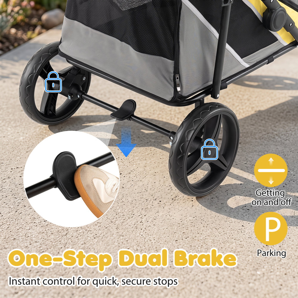 220 LBS Heavy Duty Dog Stroller for Large and Medium Dogs with One-Step Foot - view 8