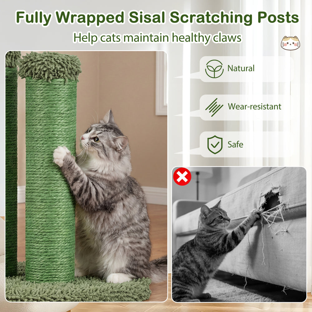 22 Inch Cactus Cat Scratching Post with Natural Sisal Rope Cat Tree - view 7