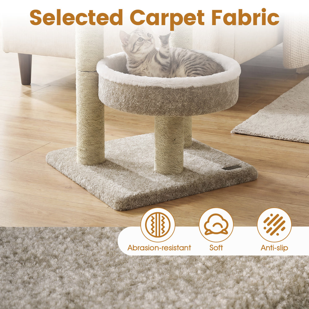 24" Cat Tower with 2 Plush Perches Scratching Posts and Dangling Ball Cat Tree - view 7
