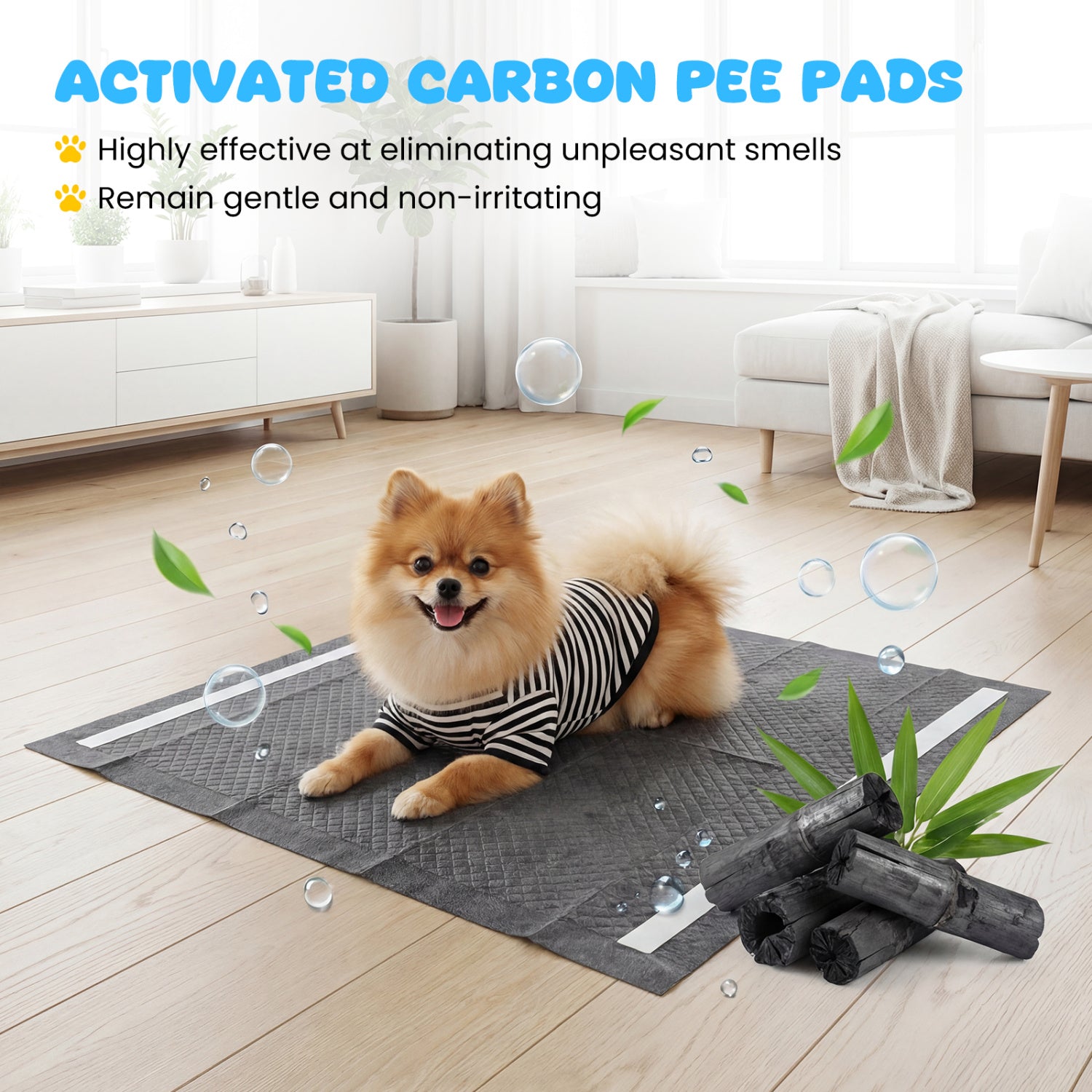 24" x 24" Charcoal Dog Pee Pads 6-Layer for Dogs Pet Supplies - view 6