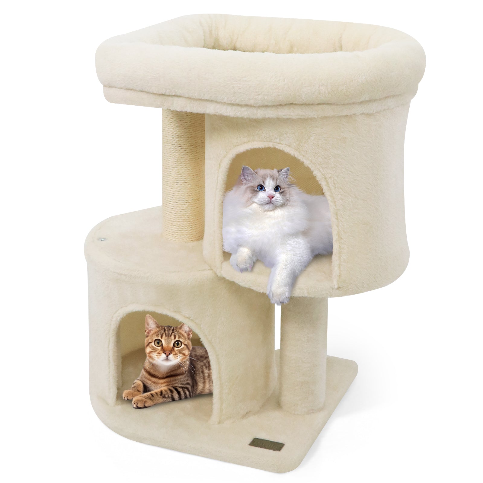 26 Inch Cat Tower with Large Padded Push Perch and Dual Condos Cat Tree - view 4