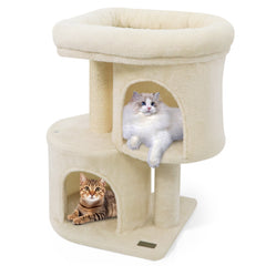 26 Inch Cat Tower with Large Padded Push Perch and Dual Condos Cat Tree - view 4