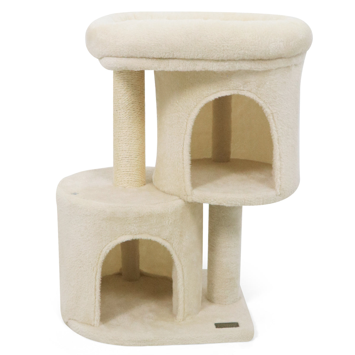 26 Inch Cat Tower with Large Padded Push Perch and Dual Condos Cat Tree