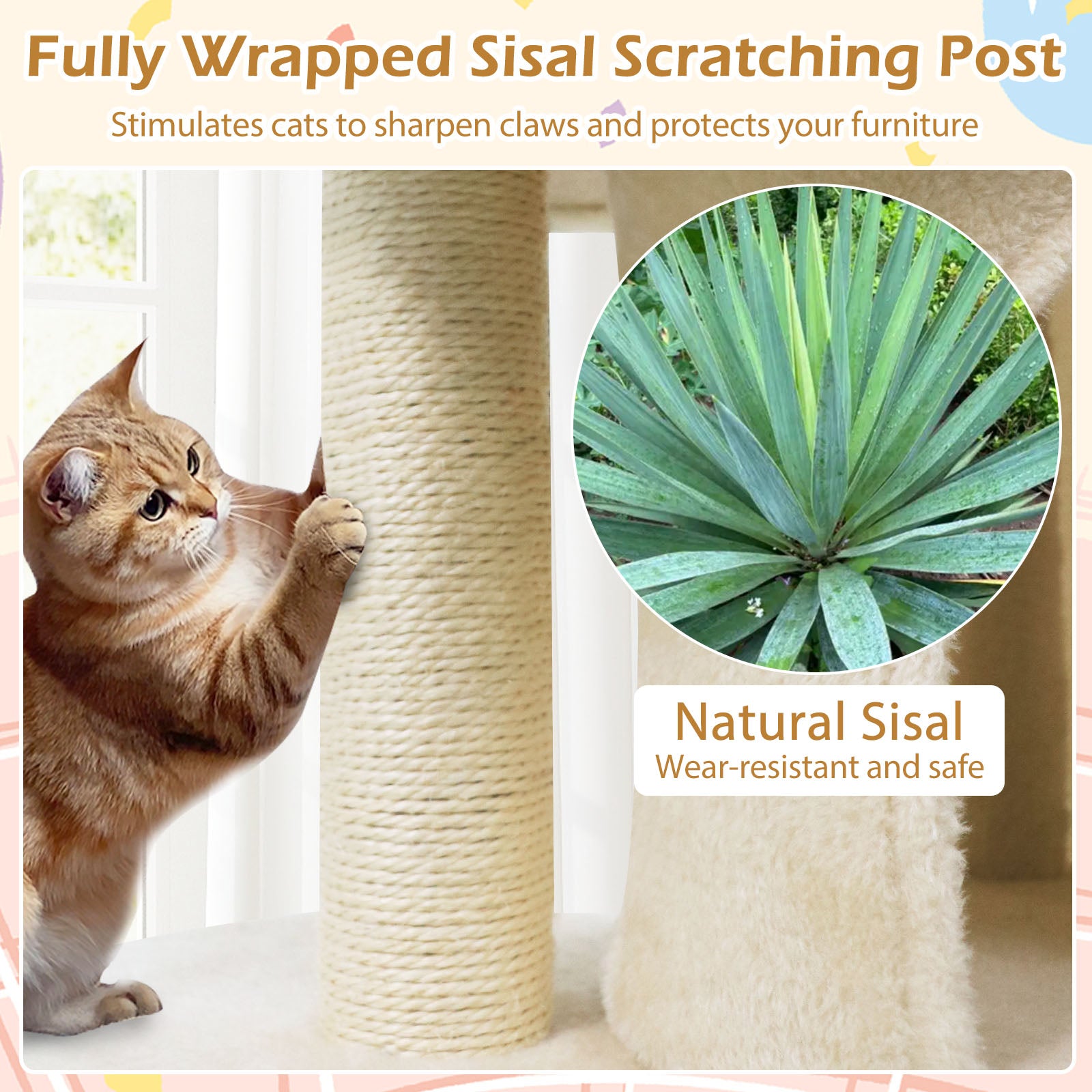 26 Inch Cat Tower with Large Padded Push Perch and Dual Condos Cat Tree - view 8