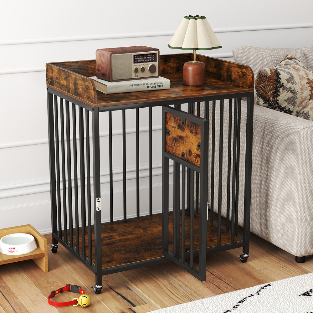 27.5 Inch Dog Crate Furniture with Wheels for Small Dogs and Puppies Dog Kennel - view 2