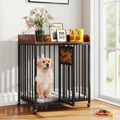 27.5 Inch Dog Crate Furniture with Wheels for Small Dogs and Puppies Dog Kennel - view 3