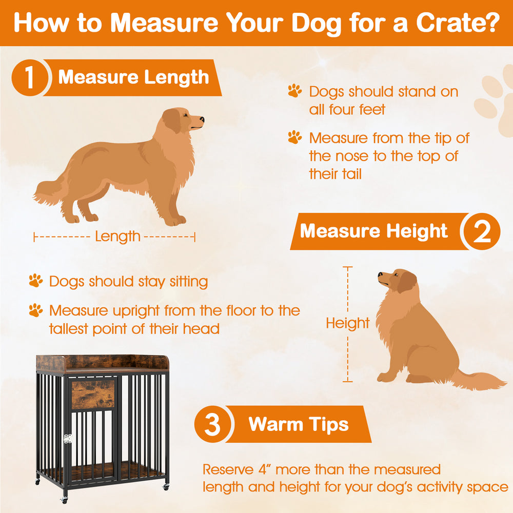 27.5 Inch Dog Crate Furniture with Wheels for Small Dogs and Puppies Dog Kennel - view 7