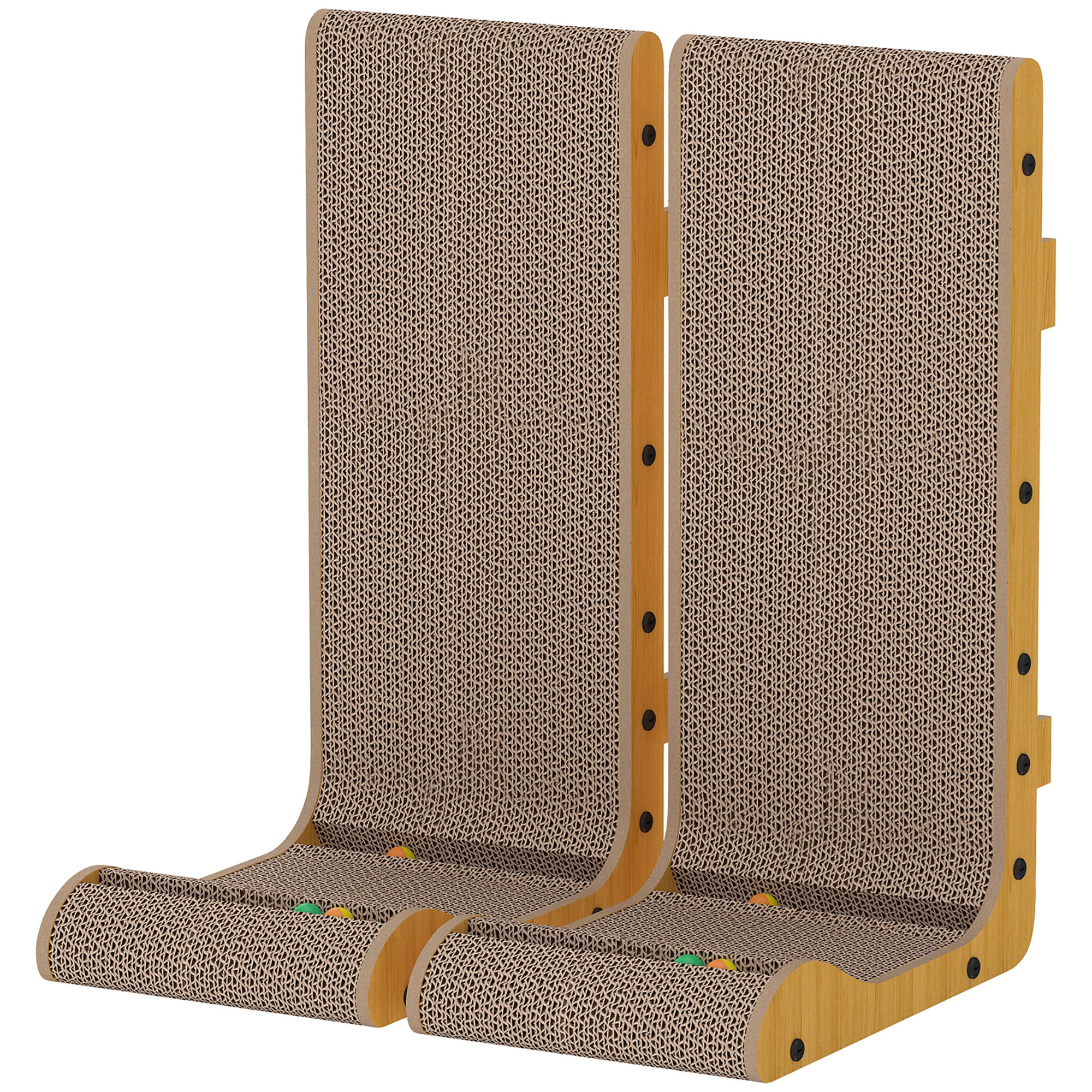 2PCS Cat Scratching Board L Shape Cat Scratcher Cat Scratching Pad with 3 Toy