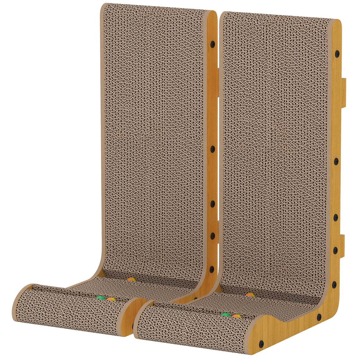 2PCS Cat Scratching Board L Shape Cat Scratcher Cat Scratching Pad with 3 Toy