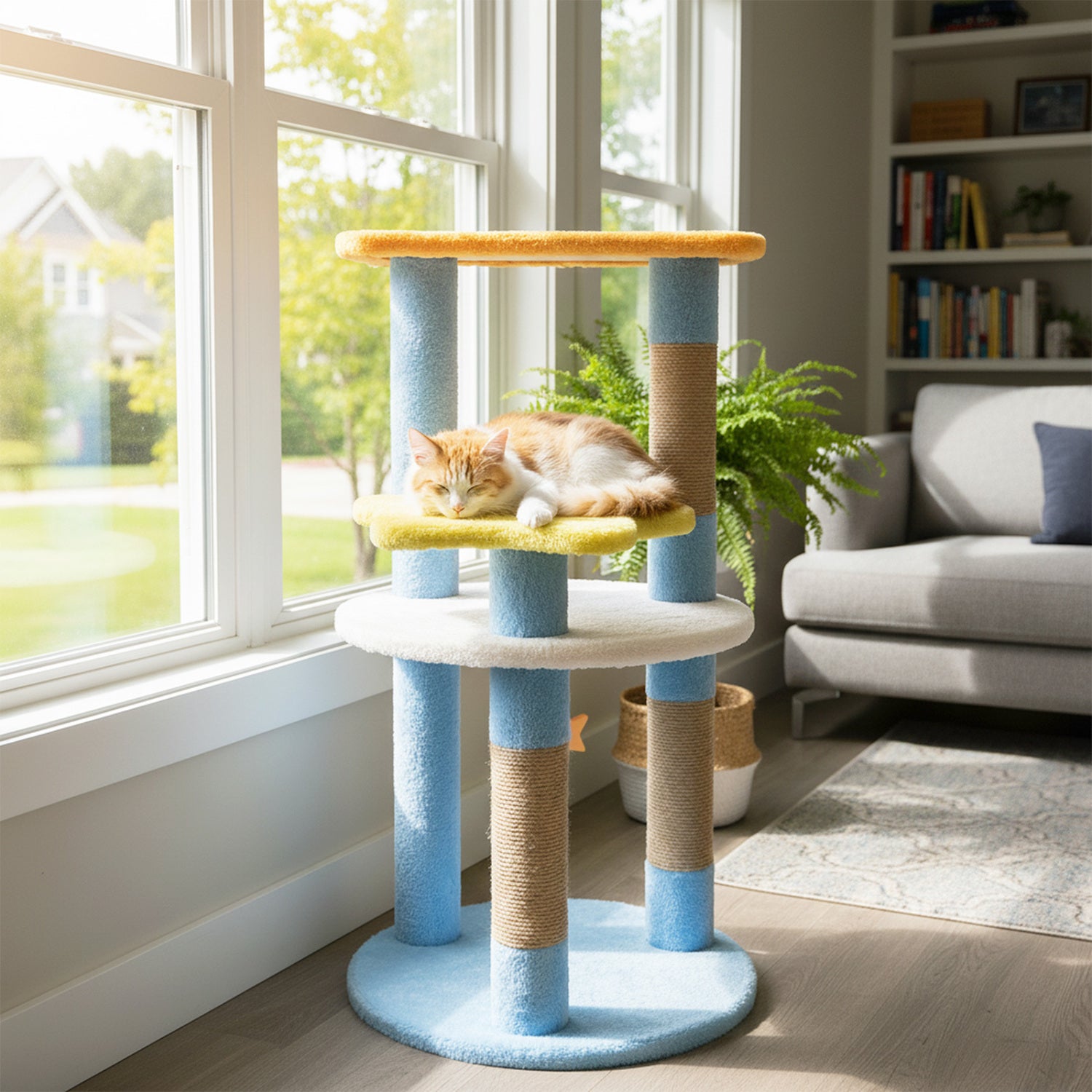 29 Inches Cute Modern Cat Tree with Star and Moon Shaped Platforms - view 2