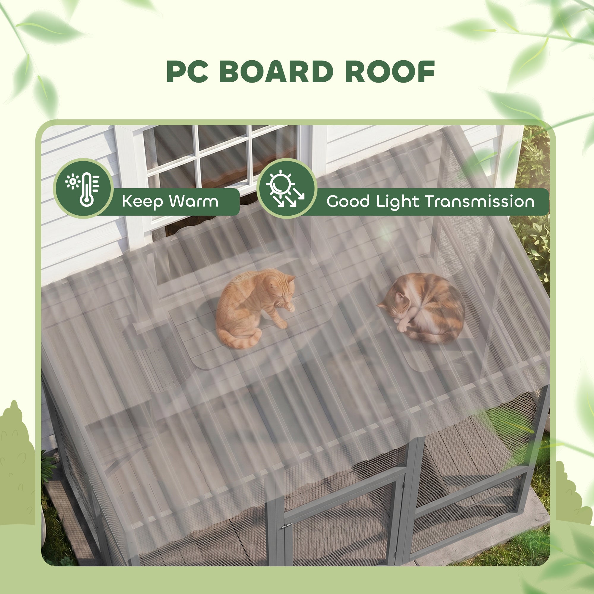 Large Outdoor Catio with Weatherproof Roof, Bridge, Resting Box, Platforms - view 5