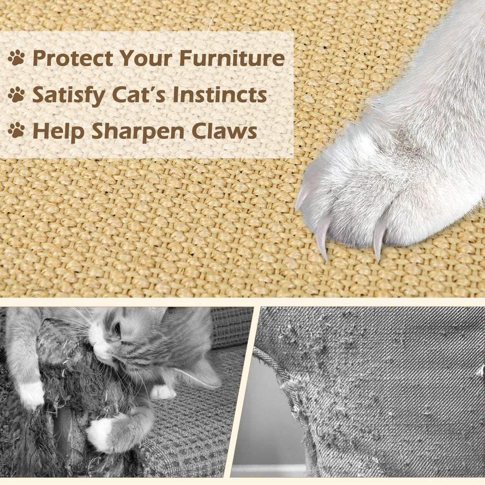 2 Piece Cat Scratcher Mat Set 32 x 20 Inch Natural Sisal Pads Cat Tree - view 8