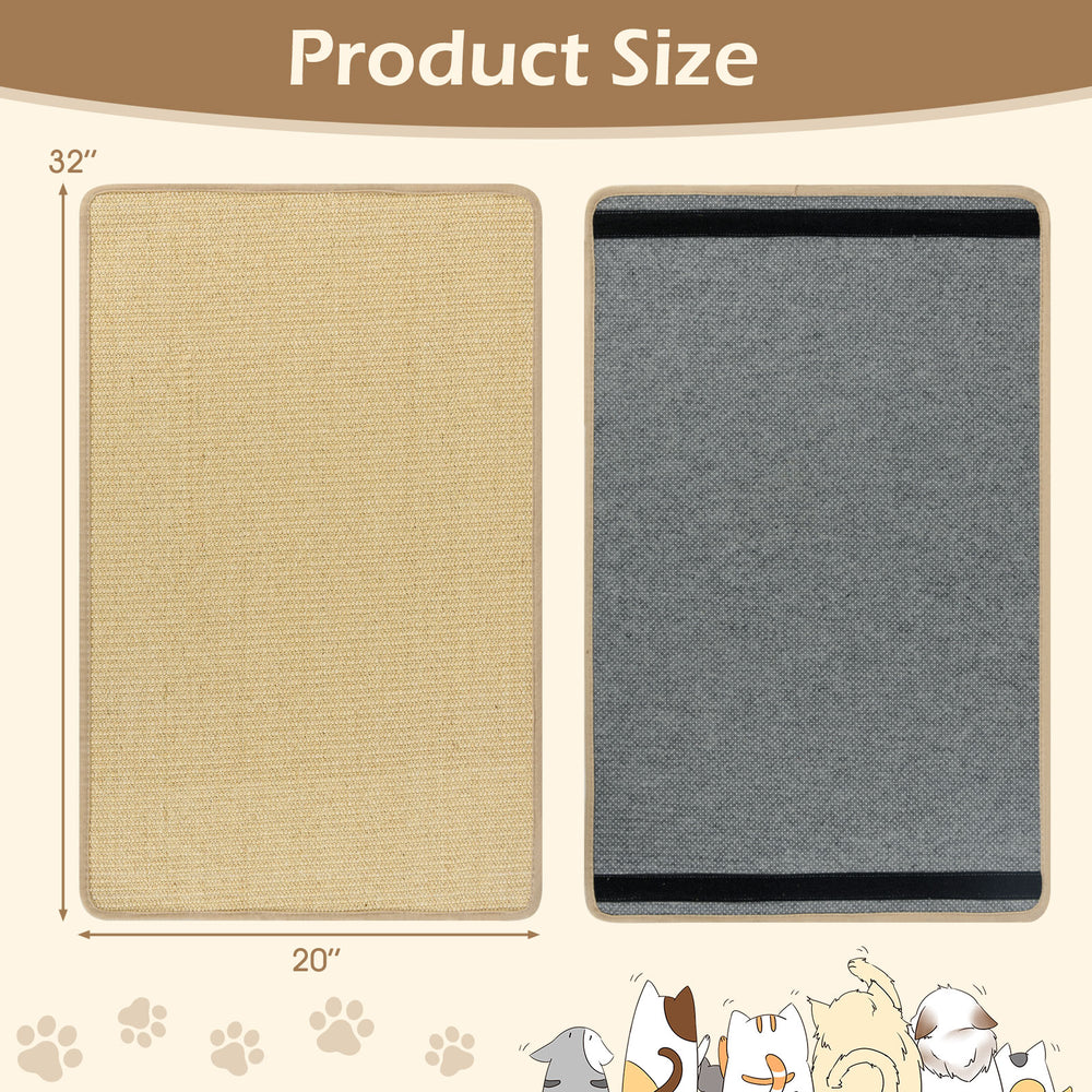 2 Piece Cat Scratcher Mat Set 32 x 20 Inch Natural Sisal Pads Cat Tree - view 5