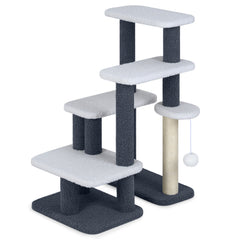 2-in-1 Cat Stairs Cat Tree Tower with Scratching Posts and Hanging Toy Ball