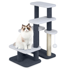 2-in-1 Cat Stairs Cat Tree Tower with Scratching Posts and Hanging Toy Ball - view 4