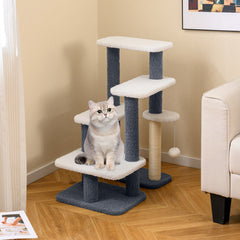 2-in-1 Cat Stairs Cat Tree Tower with Scratching Posts and Hanging Toy Ball - view 2