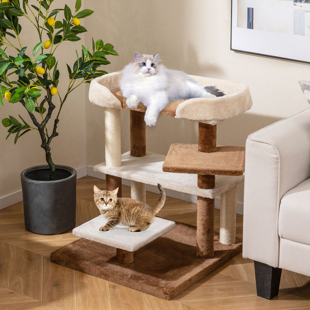 2-in-1 Cat Tree Tower Pet Steps with Sisal Scratching Posts and 4 Large - view 2