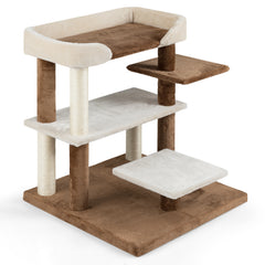 2-in-1 Cat Tree Tower Pet Steps with Sisal Scratching Posts and 4 Large