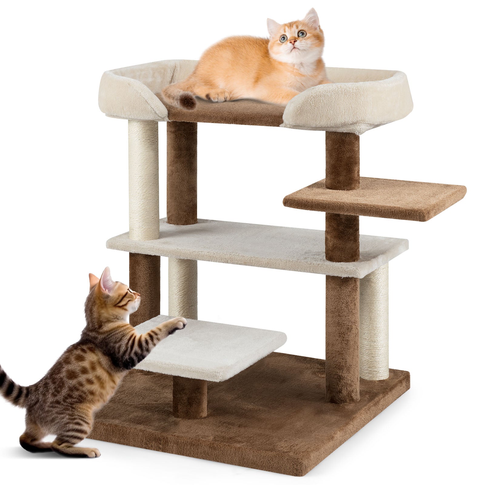 2-in-1 Cat Tree Tower Pet Steps with Sisal Scratching Posts and 4 Large - view 4