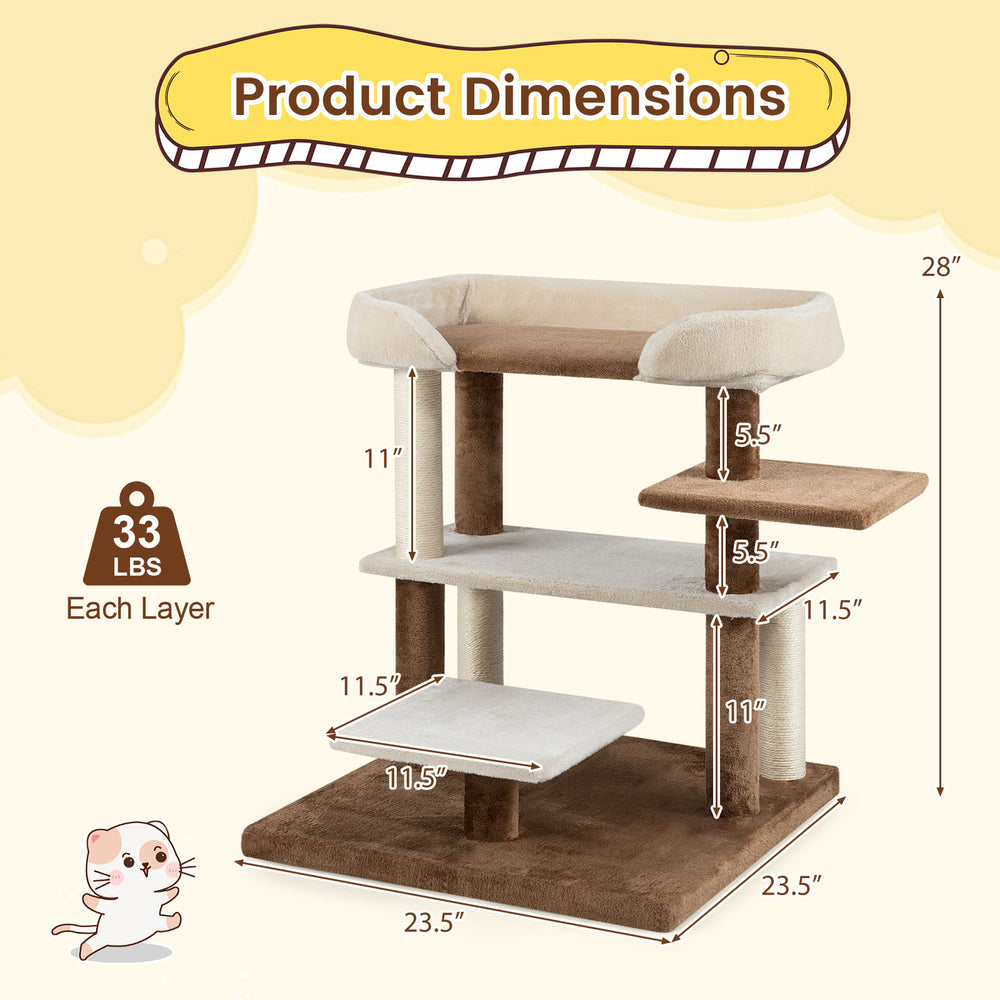 2-in-1 Cat Tree Tower Pet Steps with Sisal Scratching Posts and 4 Large - view 5