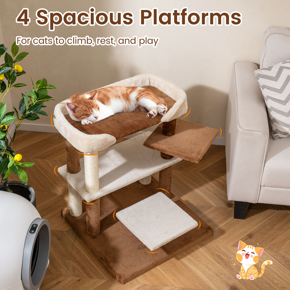 2-in-1 Cat Tree Tower Pet Steps with Sisal Scratching Posts and 4 Large - view 6
